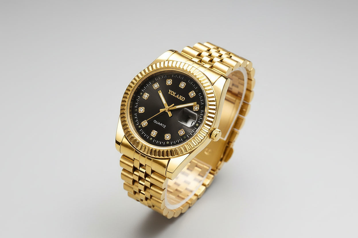 Luxury Rhinestone Men Business Watches Fashion Women Quartz Watch with Calendar Clock Gift(Without Box)