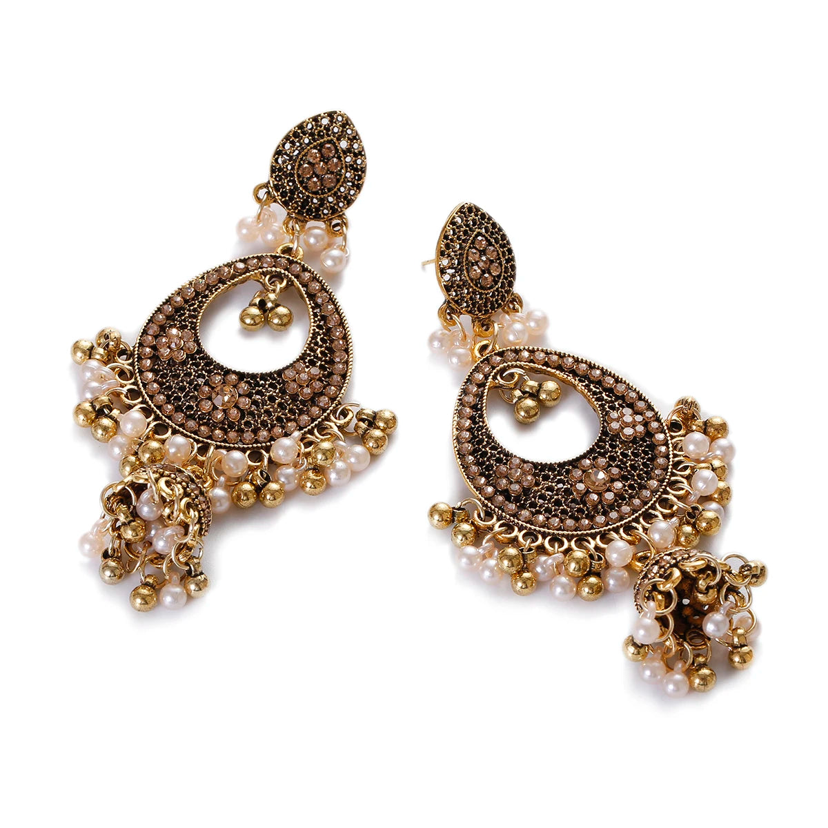 Boucles d'oreilles Vintage "Héritage Royal" - Style Indien & Cristal