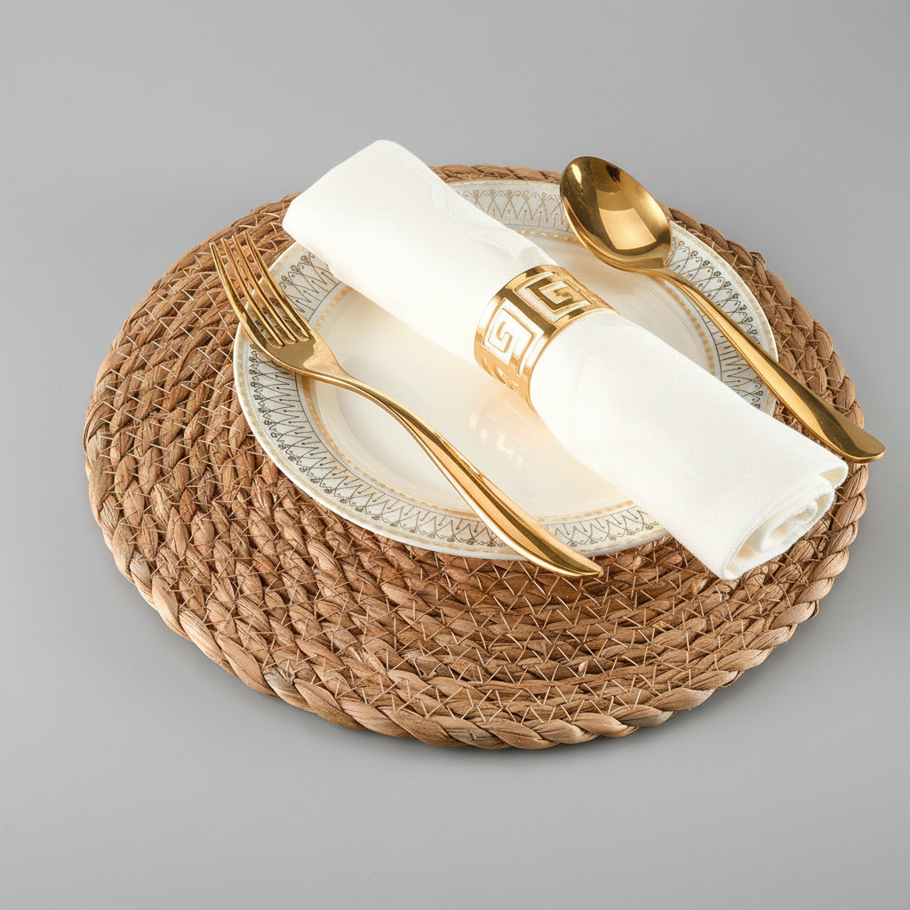 Lot de dessous de plat ronds en rotin naturel tressés à la main de style bohème chic par