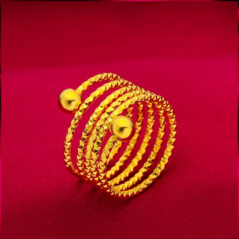 Somptueux ensemble de main oriental ANIID comprenant un bracelet relié à une bague réglable, motif fleur en spirale plaqué or 24 carats pour mariée - Collection TOUT PROMESSE.