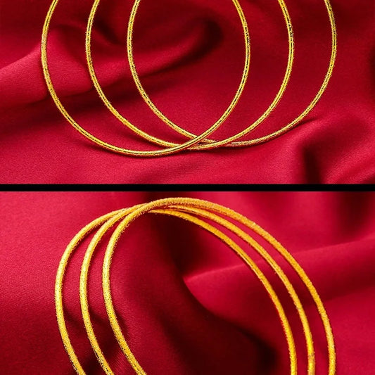 Ensemble de 3 bracelets joncs haut de gamme QEENKISS en or 24 carats, d'un diamètre de 60mm et 62mm, parfaits pour une mariée ou un cadeau de luxe - Collection TOUT PROMESSE.