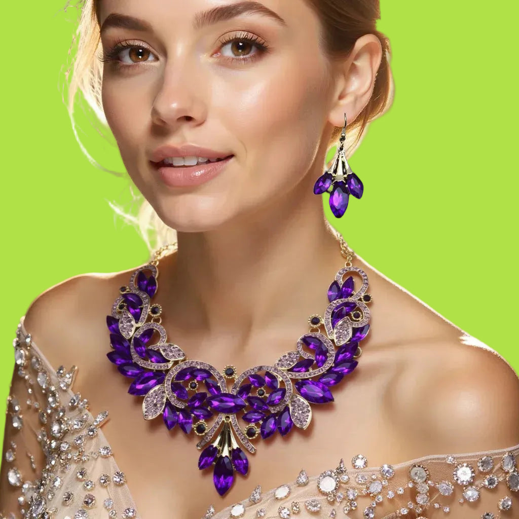 Parure Florale "Deep Purple" – Élégance Royale &amp; Éclat Naturel