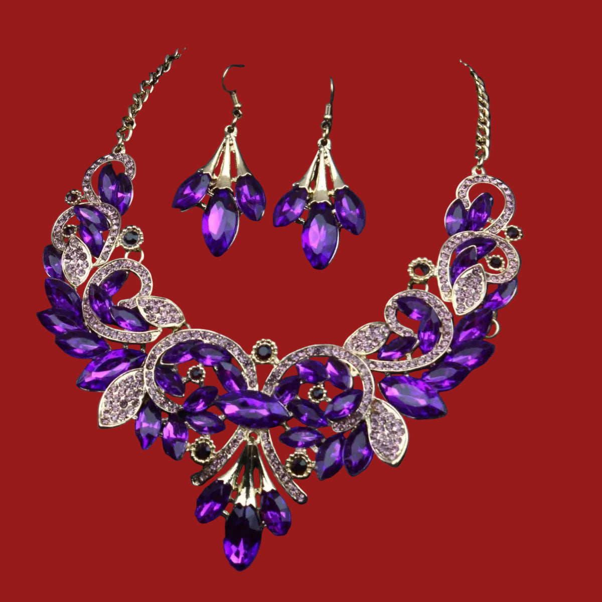 Parure Florale "Deep Purple" – Élégance Royale &amp; Éclat Naturel