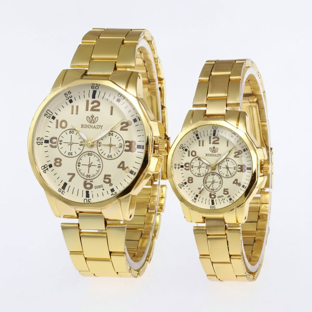 Duo de montres classiques RINNADY pour couple, style minimaliste, livré en emballage sécurisé éco-responsable - TOUT PROMESSE