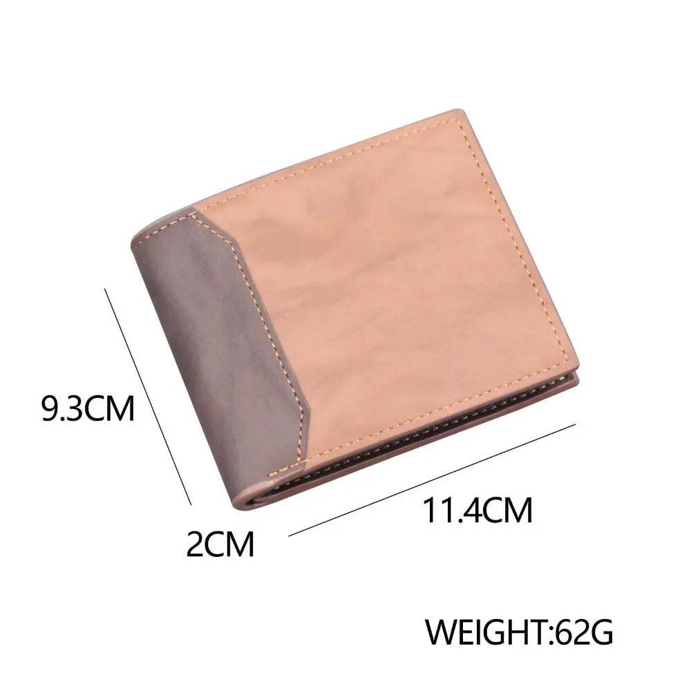 New PU Leather Men's Short Wallet Two Fold Design, Black/Coffee Retro Style, Coin Purse with  ID Card Holder, Suitable for Men