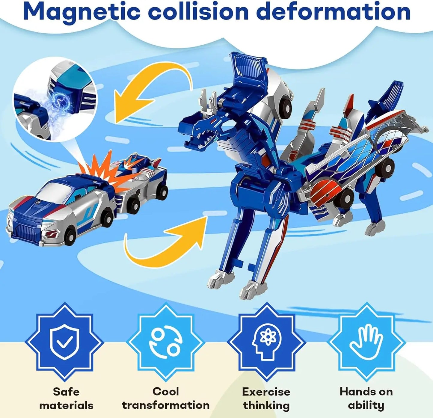 Nouvelle Voiture de Transformation Magique 2-en-1 : Cheval et Véhicule à Déformation Magnétique par MYMUHUAN