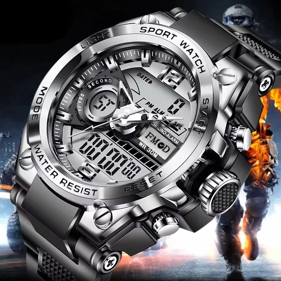 Fashionable digital men's military watch, trendy outdoor sports electronic watch
