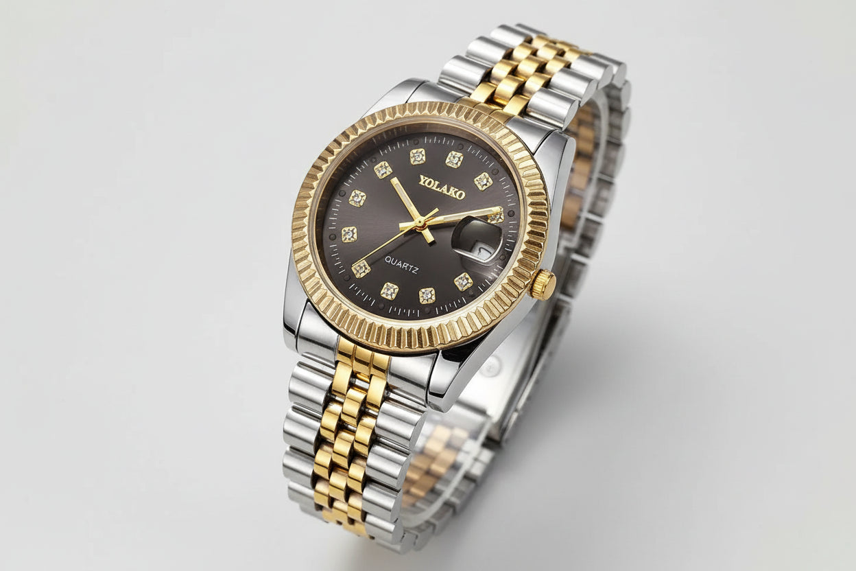 Luxury Rhinestone Men Business Watches Fashion Women Quartz Watch with Calendar Clock Gift（Without Box）