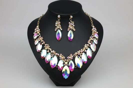 Parure de Luxe Waterproof "Éclat Éternel" - Acier Inoxydable  Ensemble Collier et Boucles d'oreilles Cristal