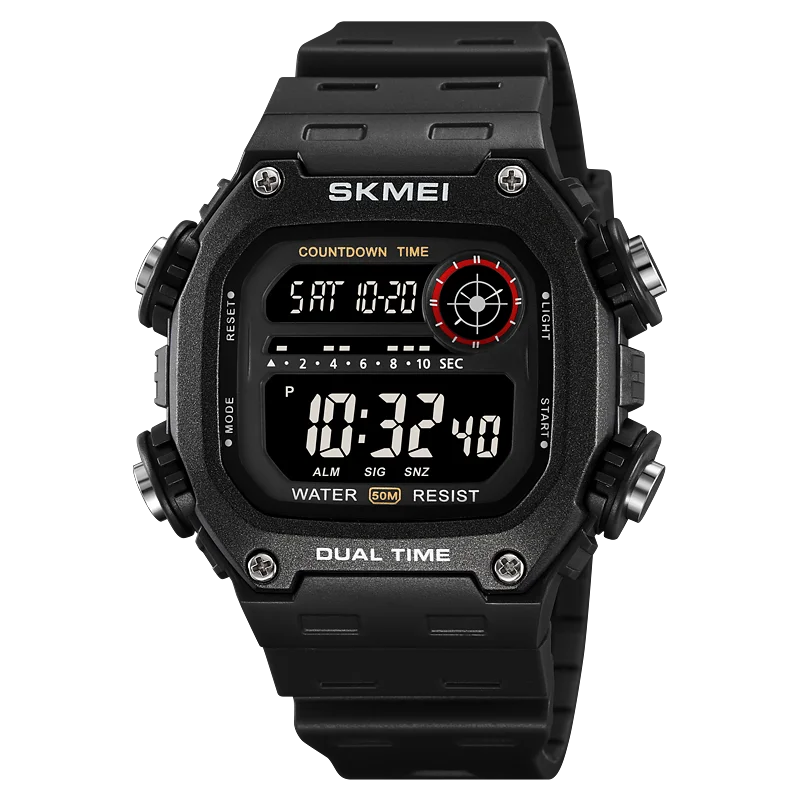 SKMEI Top Brand Back Light Dightal Countdown Sport Watches Mens Fashion 5Bar Waterproof Stopwatch Wristwatch Alarm montre homme