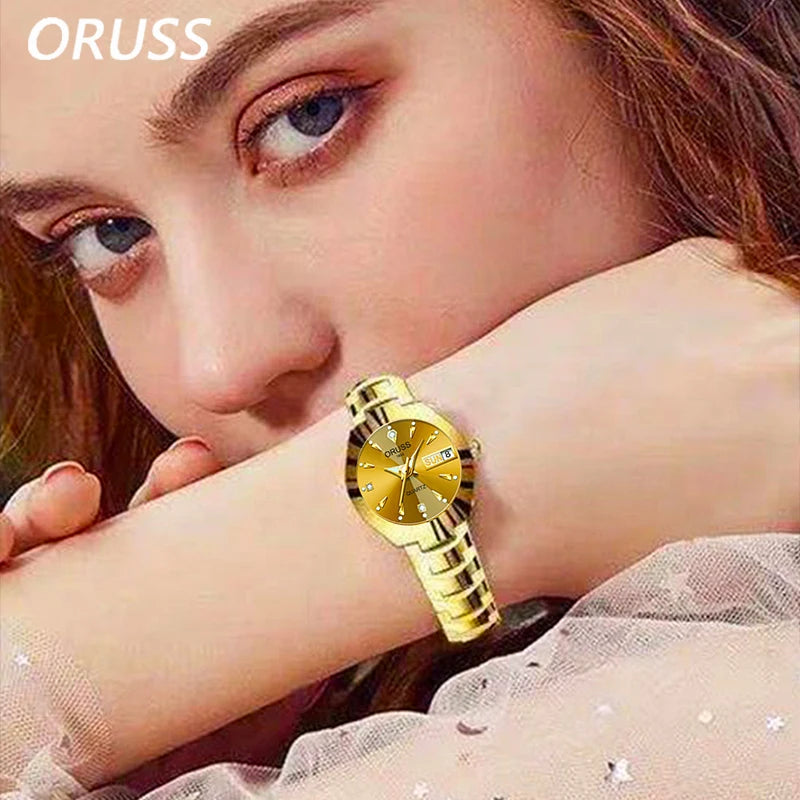 ORUSS Luxe - Montre à Quartz Élégante pour Homme et Femme en Acier Inoxydable