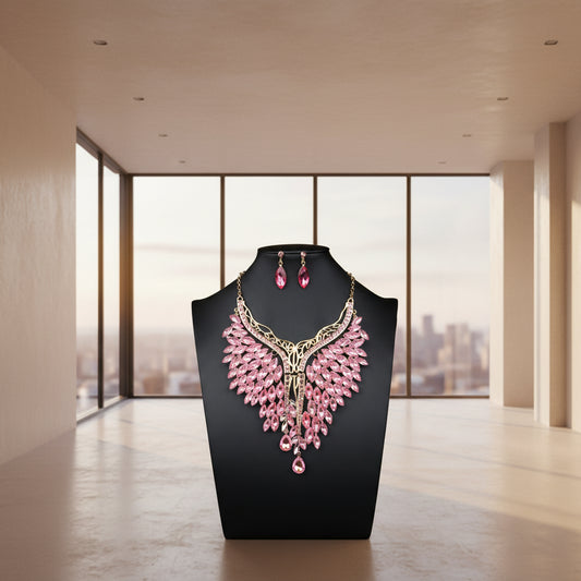 Parure de Bijoux "Éclat Éternel" – Collier en Y &amp; Boucles d'Oreilles