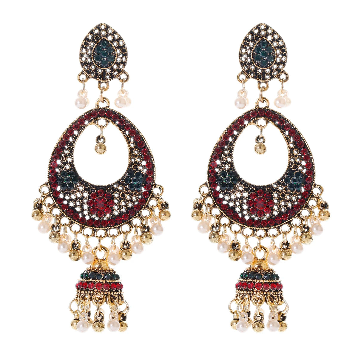 Boucles d'oreilles Vintage "Héritage Royal" - Style Indien &amp; Cristal