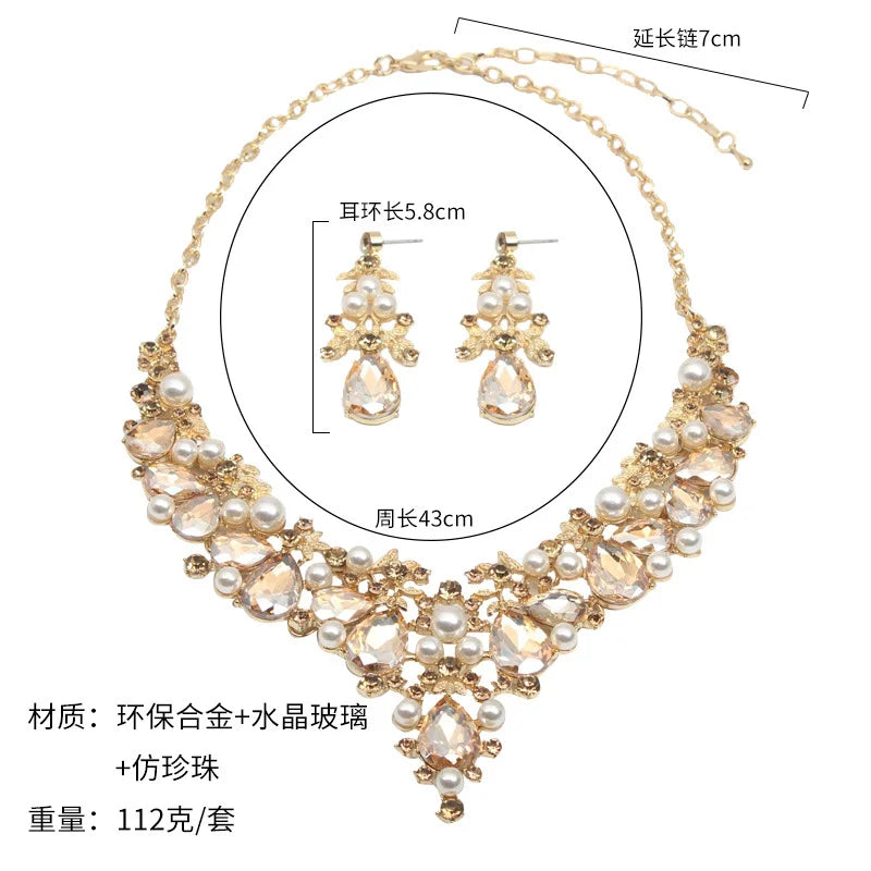 Parure "Éclat Impérial" - Collier &amp; Boucles d'oreilles (5 Couleurs)-Ensemble Bijoux Mariage et Banquet - Cristaux de Luxe
