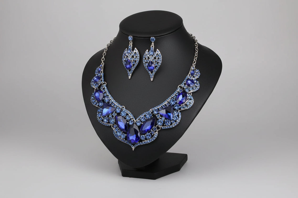 Parure "Majesté Royale" - Collier Plastron & Cristaux (4 Couleurs)