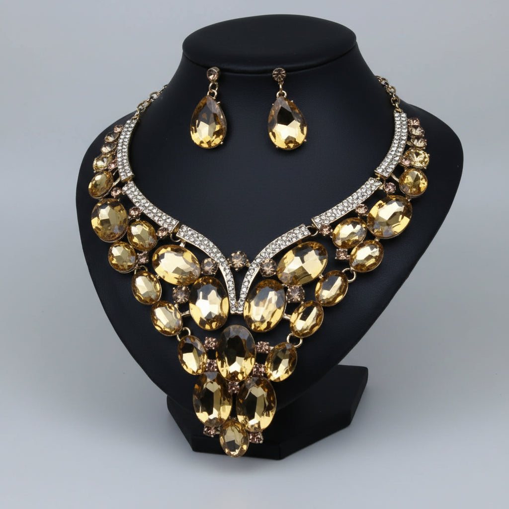 Ensemble Bijoux Mariage - Cristaux et Acier Inoxydable (3 Couleurs)