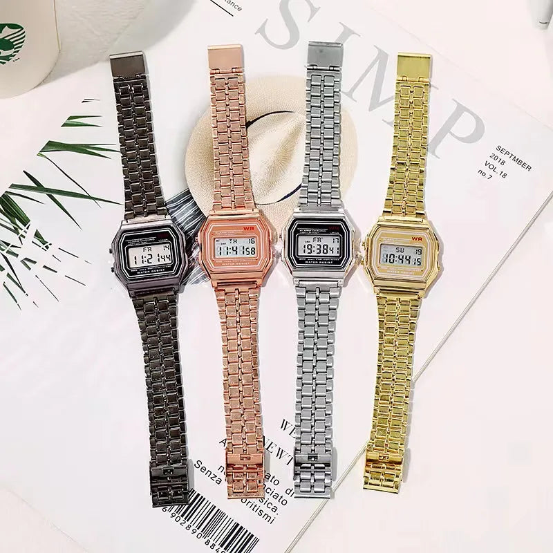 Montre Digitale Rétro en Acier – Style Business & Sport (Modèle w901)