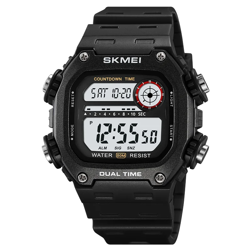 SKMEI Top Brand Back Light Dightal Countdown Sport Watches Mens Fashion 5Bar Waterproof Stopwatch Wristwatch Alarm montre homme