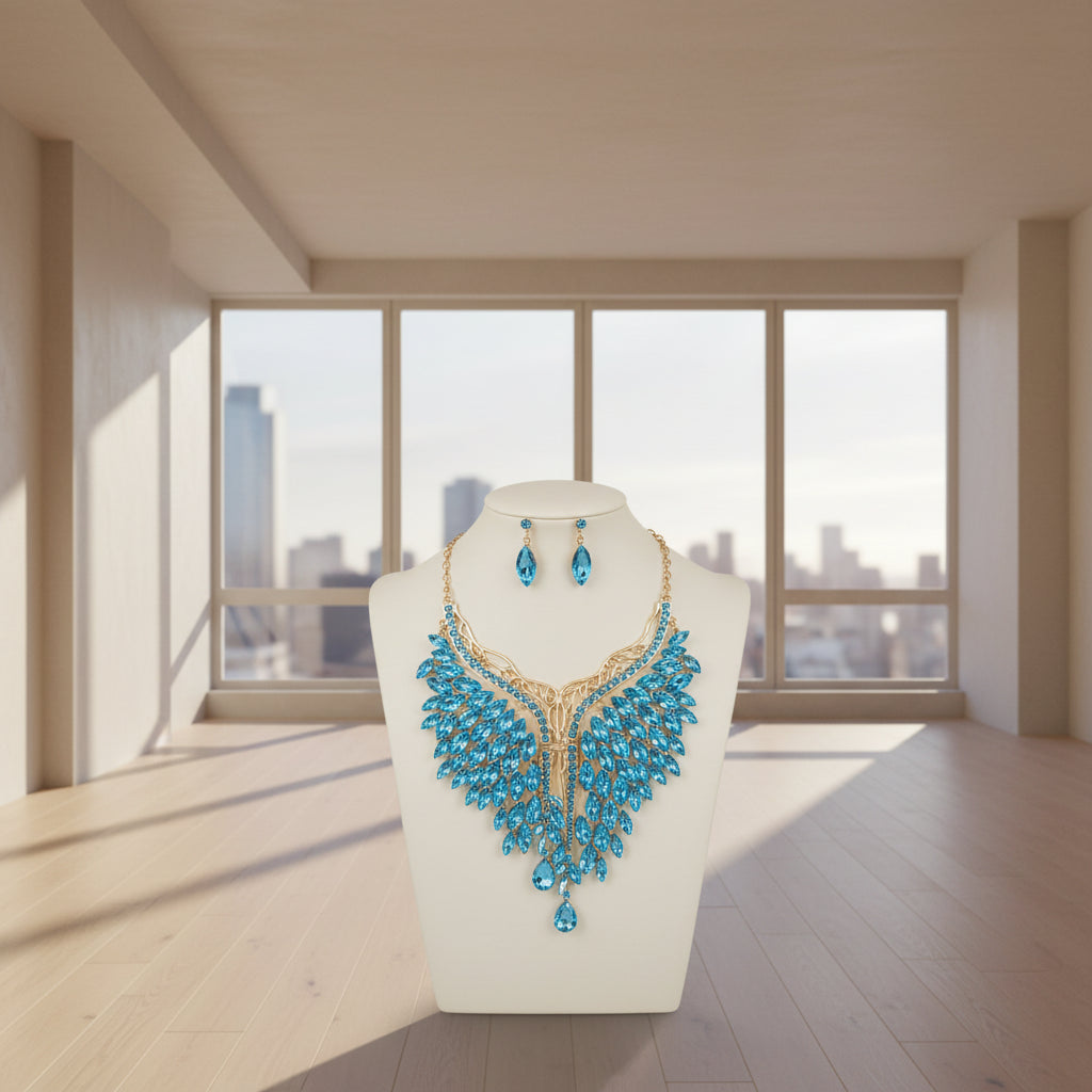 Parure de Bijoux "Éclat Éternel" – Collier en Y &amp; Boucles d'Oreilles