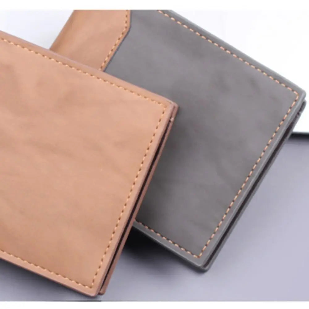 New PU Leather Men's Short Wallet Two Fold Design, Black/Coffee Retro Style, Coin Purse with  ID Card Holder, Suitable for Men