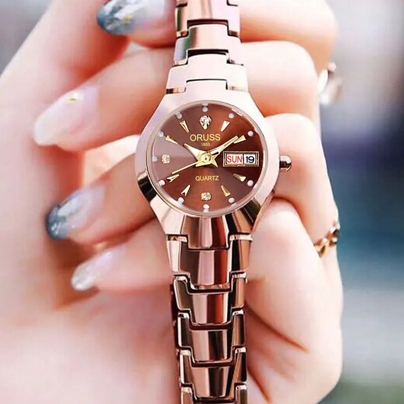 ORUSS Luxe - Montre à Quartz Élégante pour Homme et Femme en Acier Inoxydable