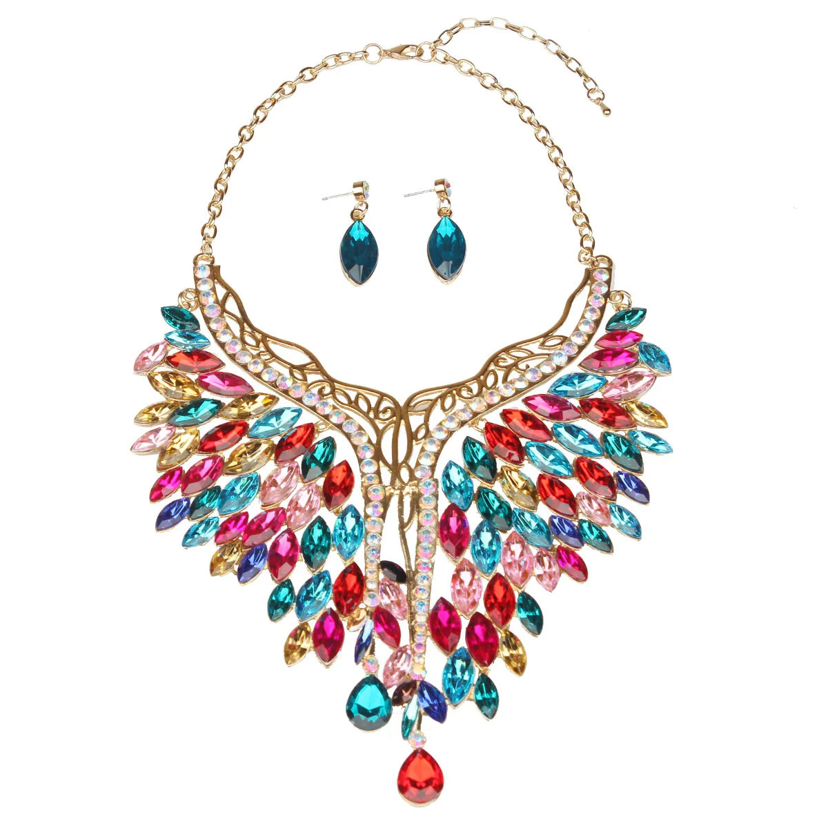 Parure de Bijoux "Éclat Éternel" – Collier en Y &amp; Boucles d'Oreilles