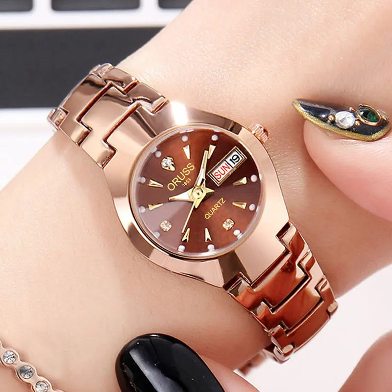 ORUSS Luxe - Montre à Quartz Élégante pour Homme et Femme en Acier Inoxydable