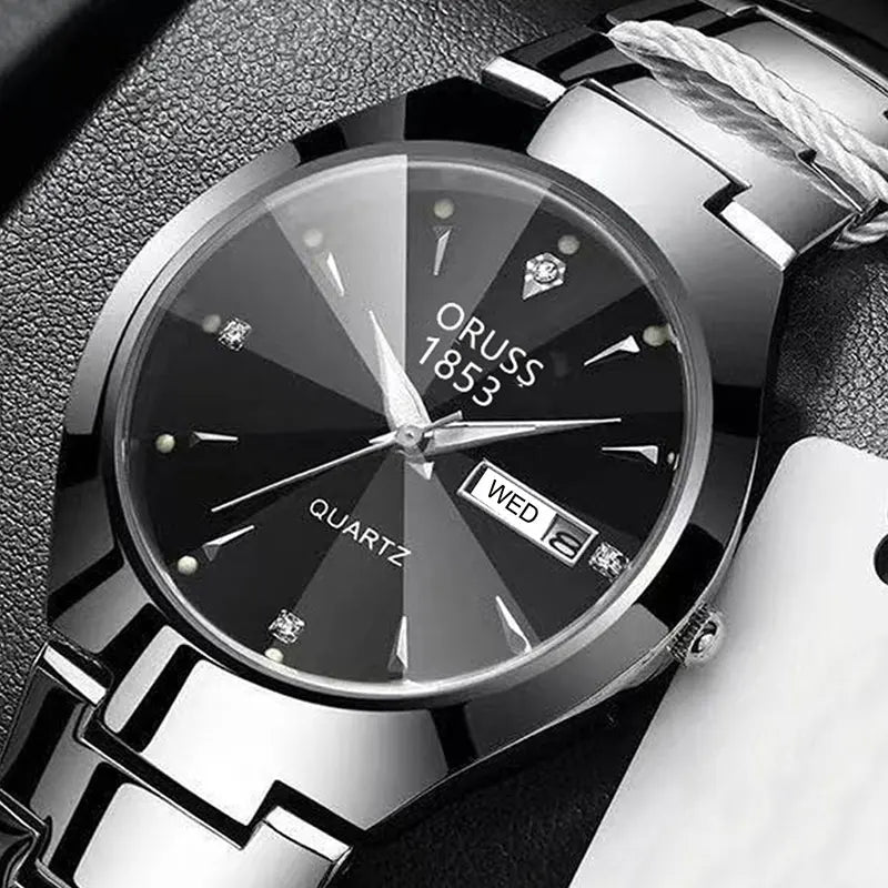 ORUSS Luxe - Montre à Quartz Élégante pour Homme et Femme en Acier Inoxydable