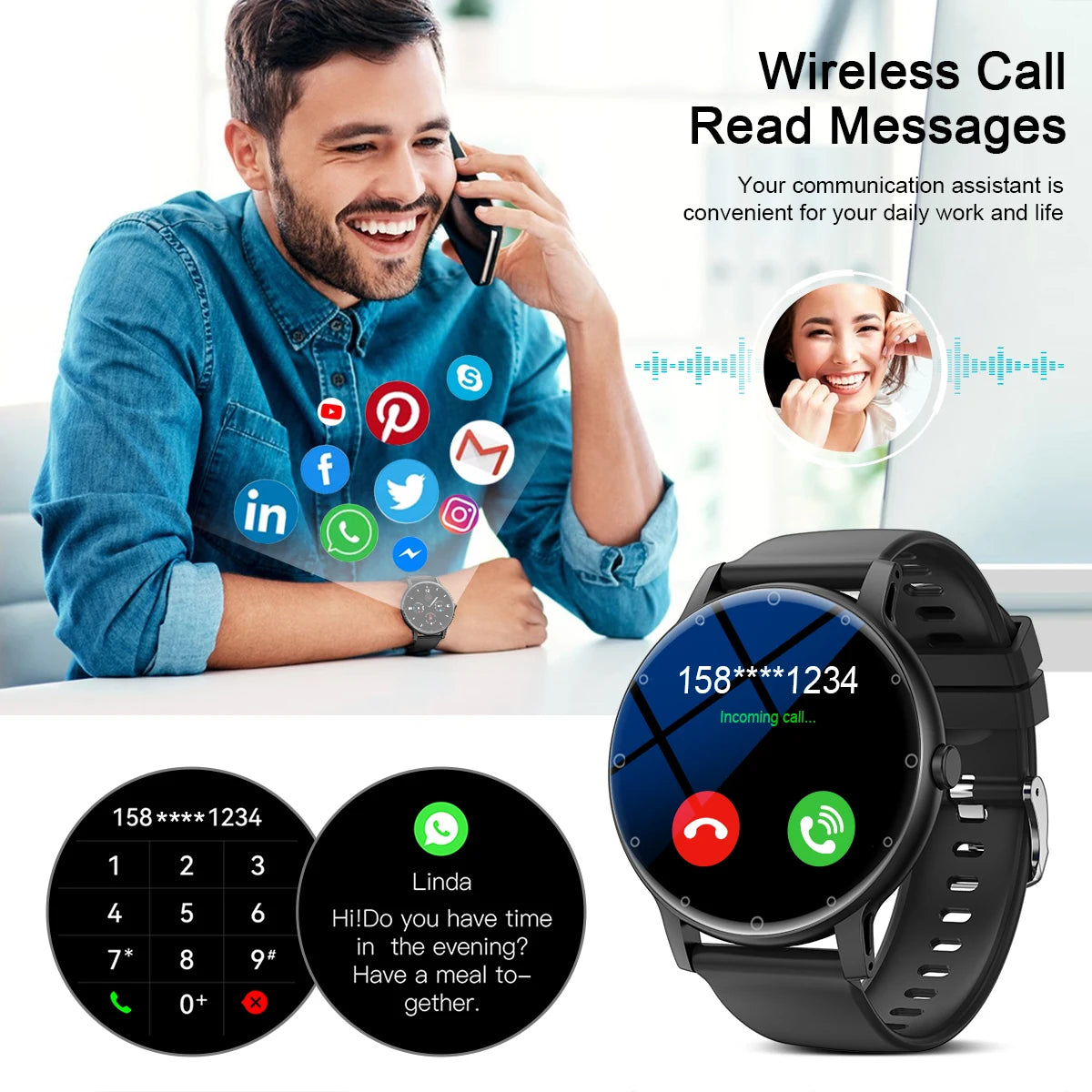 Montre Connectée LIGE Sport 618- Bluetooth Call &  Suivi Santé Intégral