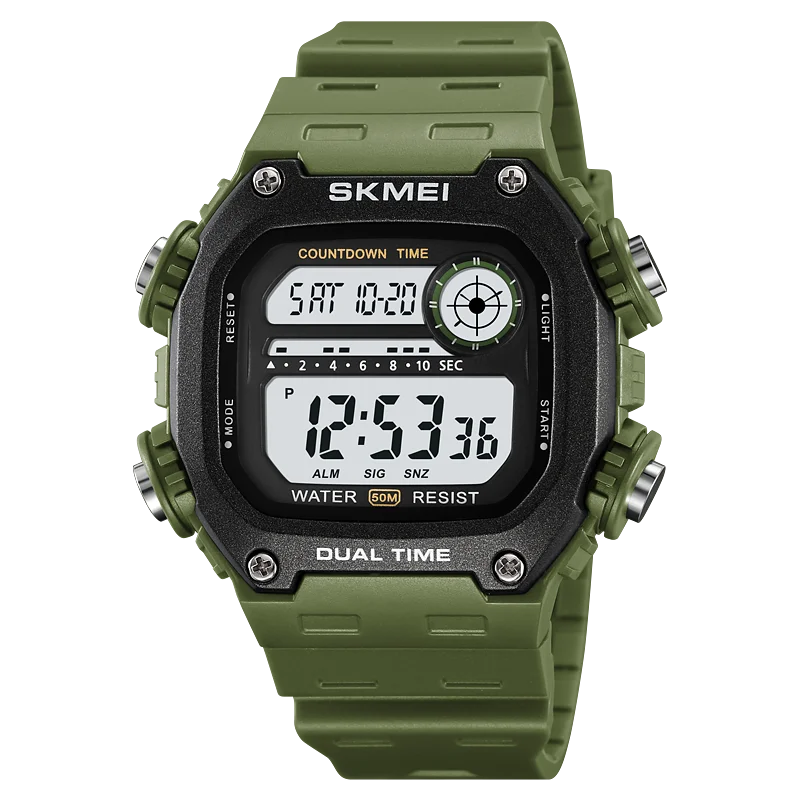 SKMEI Top Brand Back Light Dightal Countdown Sport Watches Mens Fashion 5Bar Waterproof Stopwatch Wristwatch Alarm montre homme