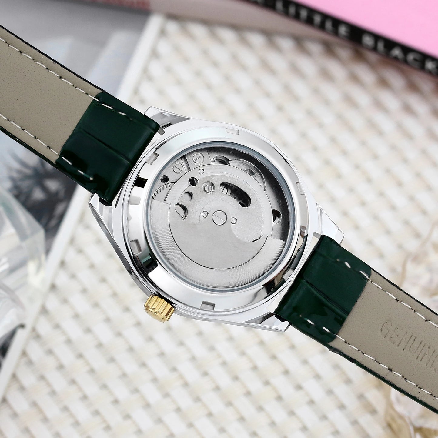 Montre Automatique Luxe DENVOSI pour Femme - Cadran Squelette et Bracelet Cuir
