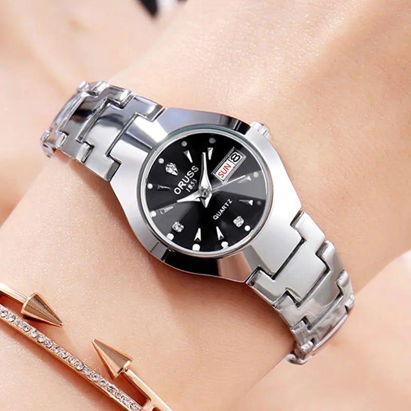 ORUSS Luxe - Montre à Quartz Élégante pour Homme et Femme en Acier Inoxydable