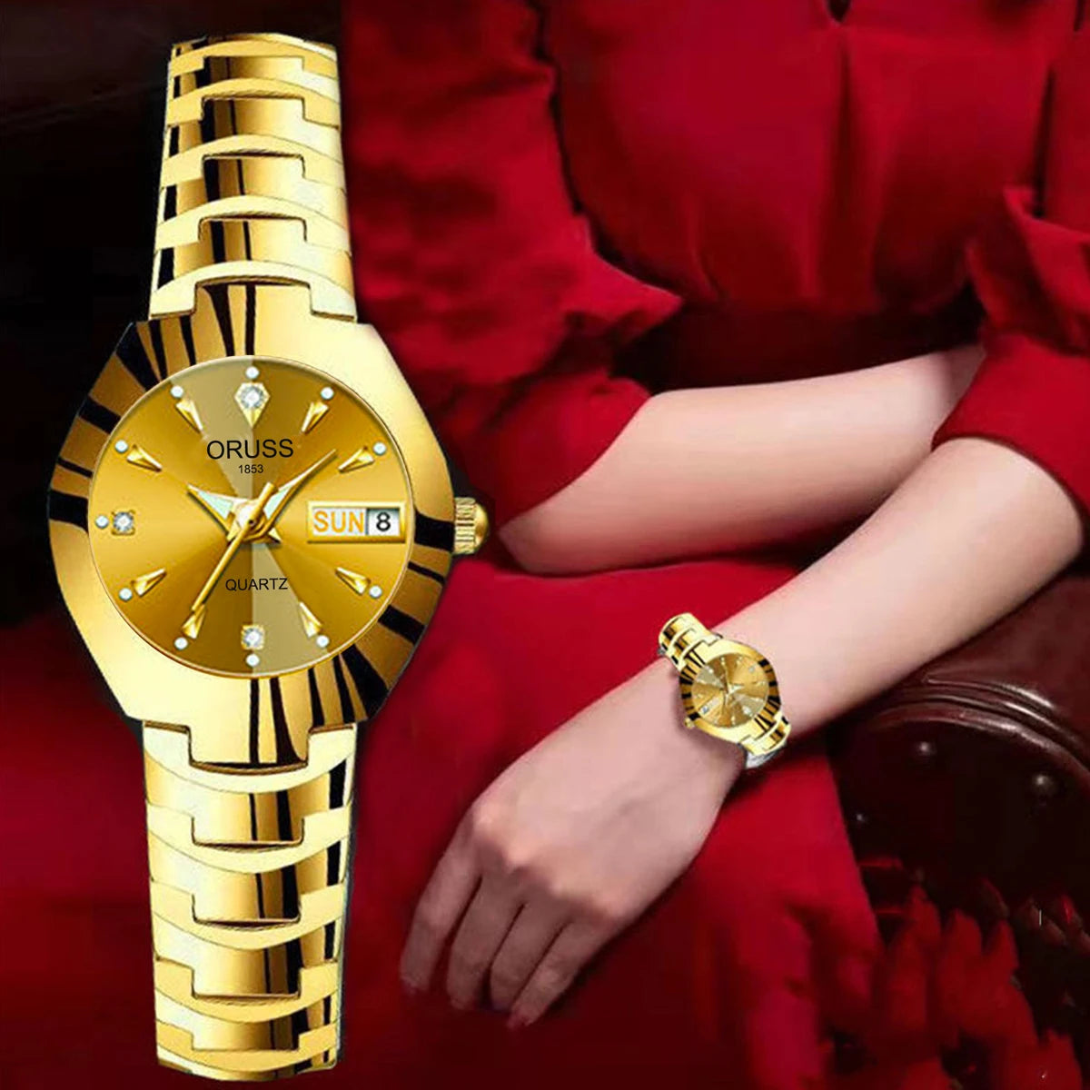 ORUSS Luxe - Montre à Quartz Élégante pour Homme et Femme en Acier Inoxydable