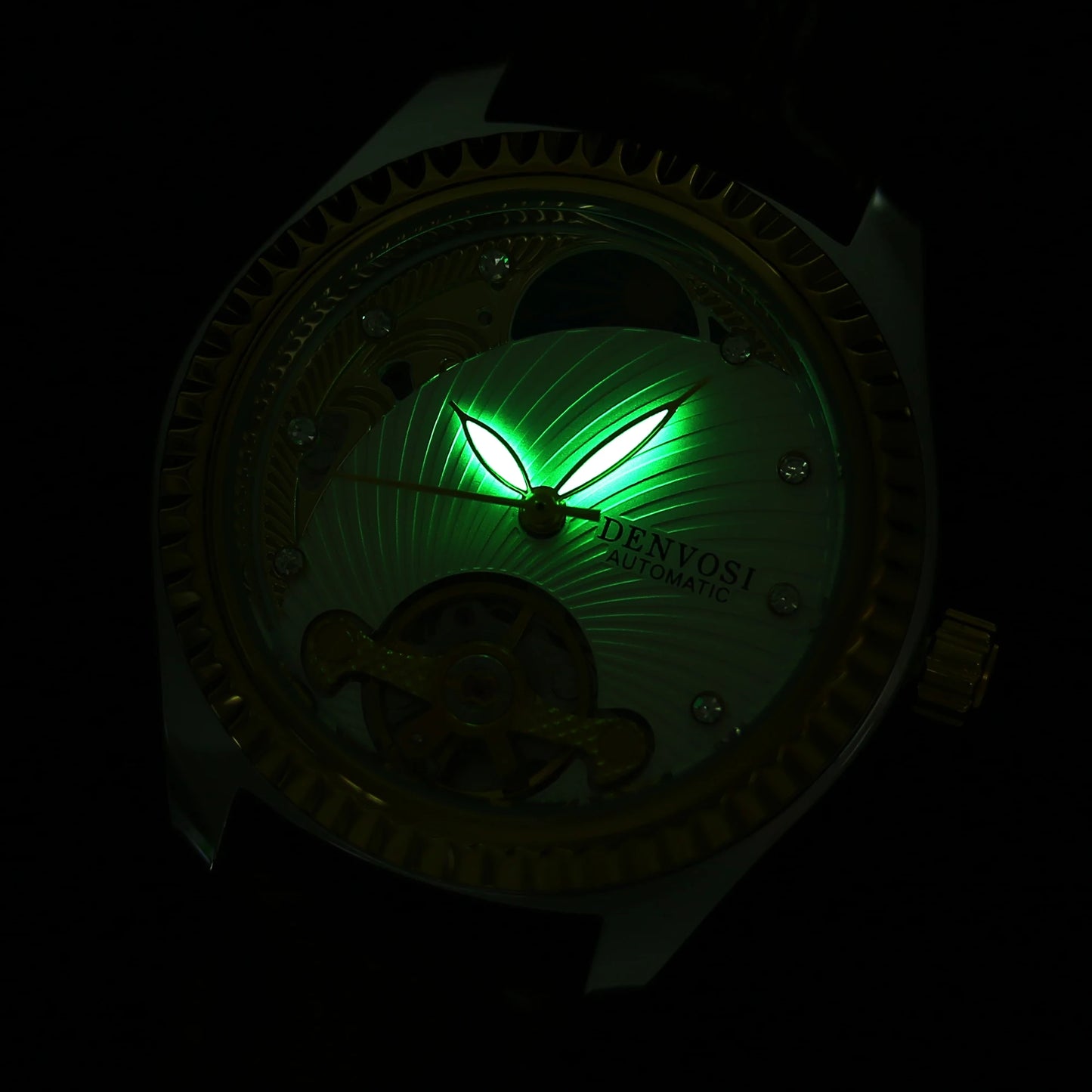 Montre Automatique Luxe DENVOSI pour Femme - Cadran Squelette et Bracelet Cuir