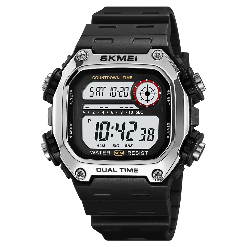 SKMEI Top Brand Back Light Dightal Countdown Sport Watches Mens Fashion 5Bar Waterproof Stopwatch Wristwatch Alarm montre homme