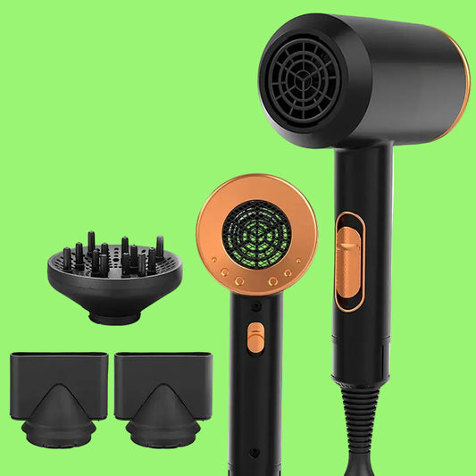 Professional Hand Blow Dryer Travel Home Use Powerful Ionic Barber Salon Equipment Hot Cold Wind Super Black One Step Hair Dryer