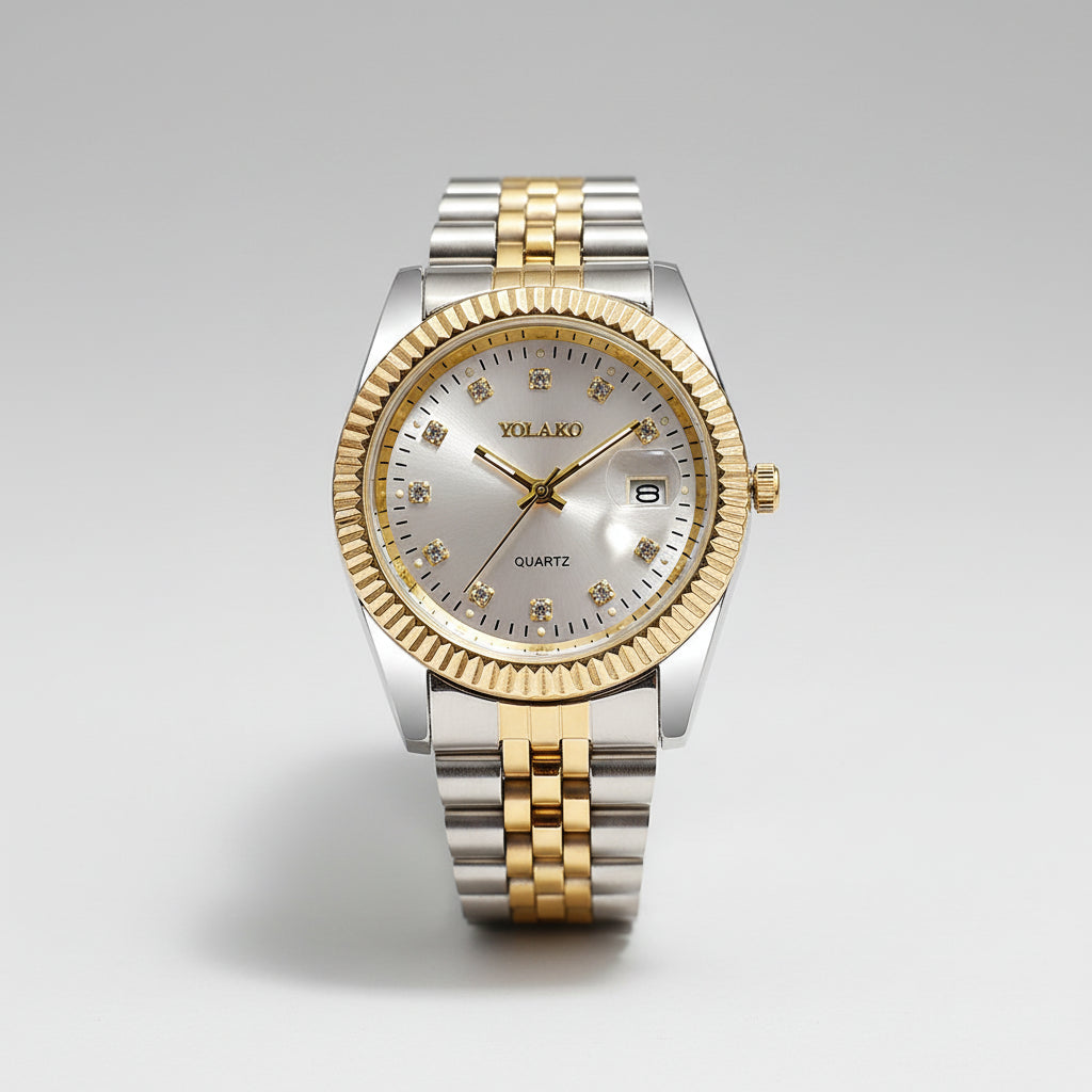 Luxury Rhinestone Men Business Watches Fashion Women Quartz Watch with Calendar Clock Gift（Without Box）