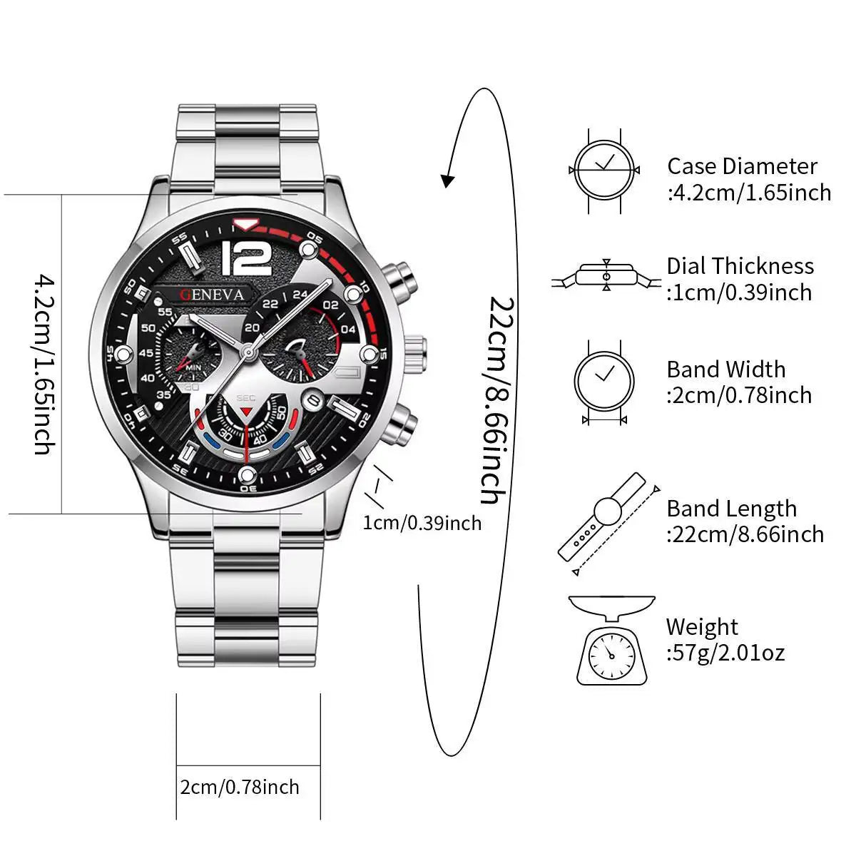 Montre Yolako pour homme en acier inoxydable avec bracelet assorti, style décontracté et élégant