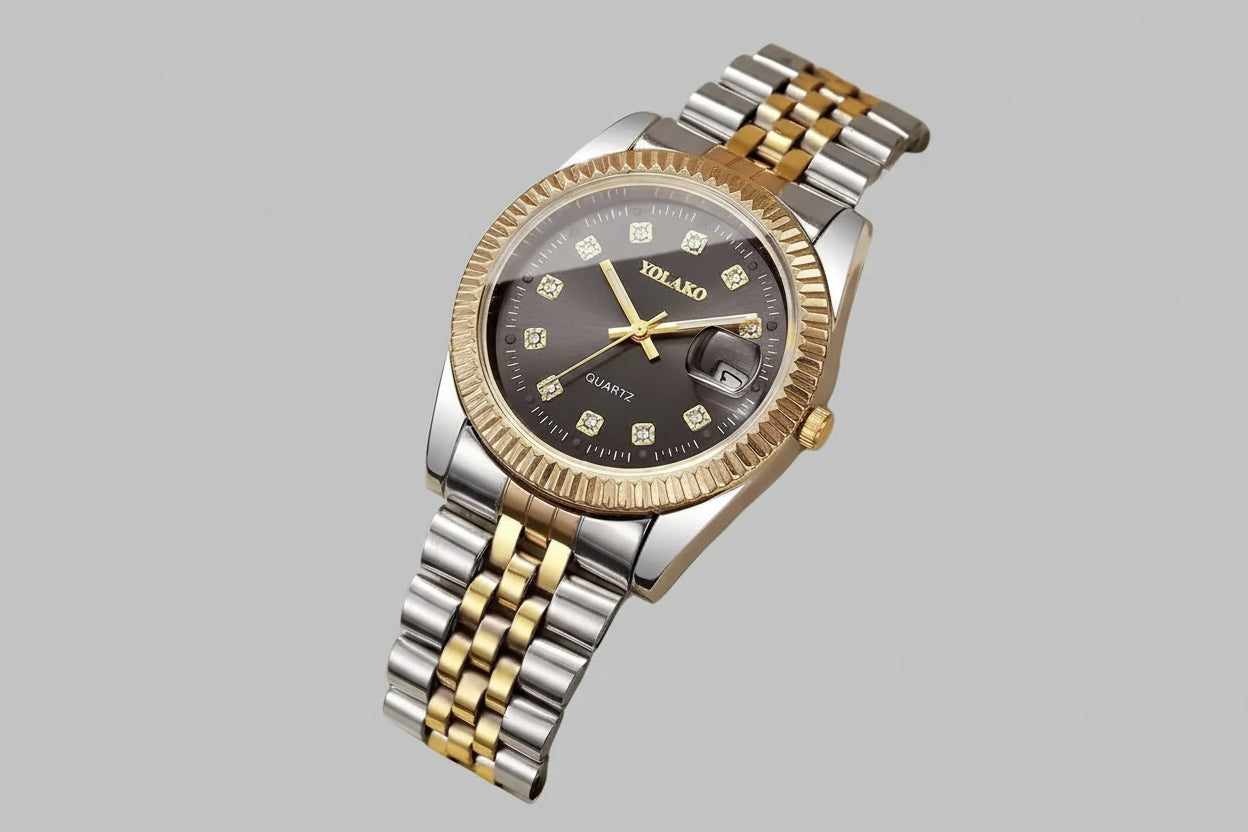 Luxury Rhinestone Men Business Watches Fashion Women Quartz Watch with Calendar Clock Gift（Without Box）