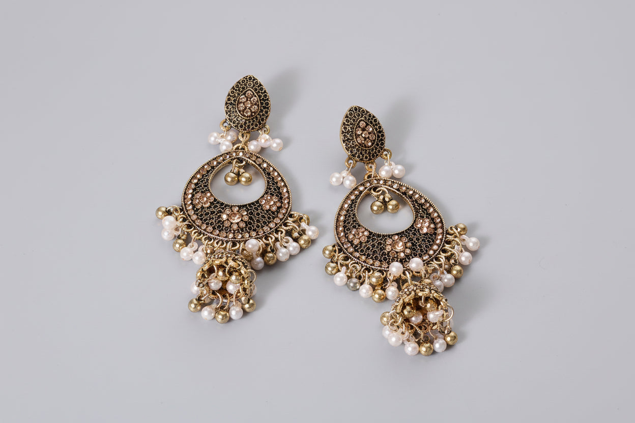 Boucles d'oreilles Vintage "Héritage Royal" - Style Indien &amp; Cristal