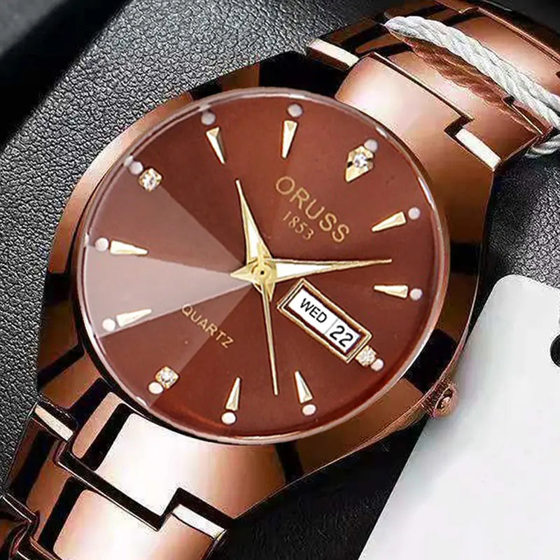 ORUSS Luxe - Montre à Quartz Élégante pour Homme et Femme en Acier Inoxydable