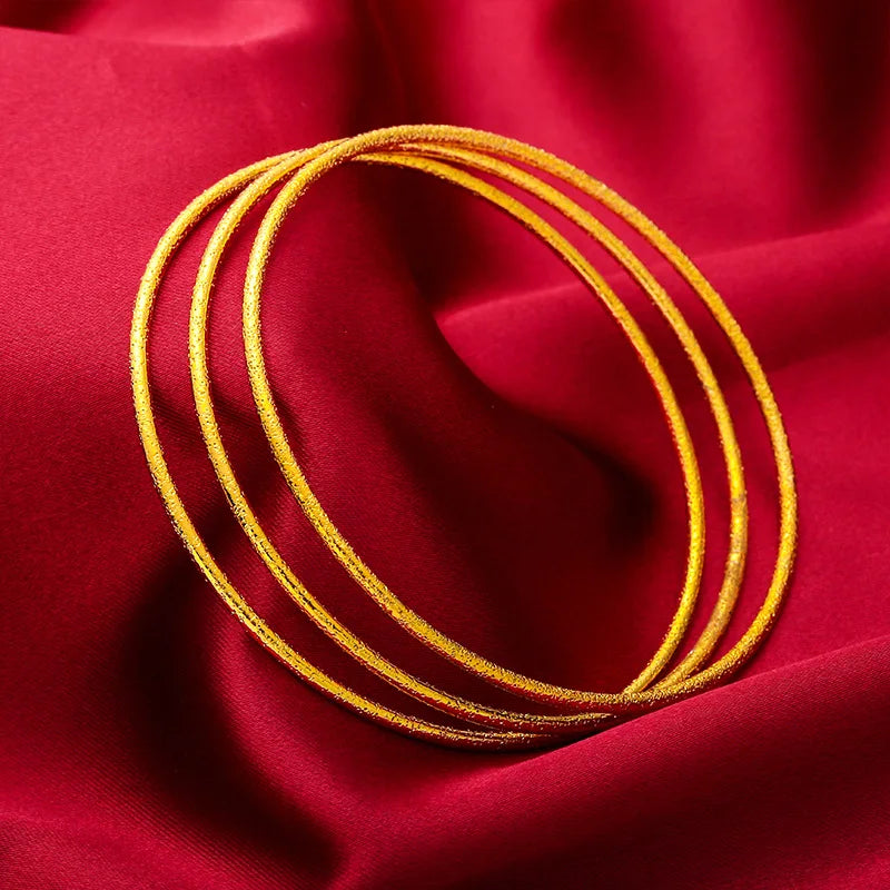 Ensemble de Bracelets pour Femmes, Joncs Impériaux en Or 24KT pour Adultes avec Design Lisse Premium pour Mariage et Fêtes-QEENKISS
