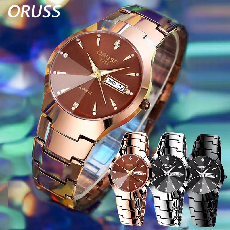 ORUSS Luxe - Montre à Quartz Élégante pour Homme et Femme en Acier Inoxydable