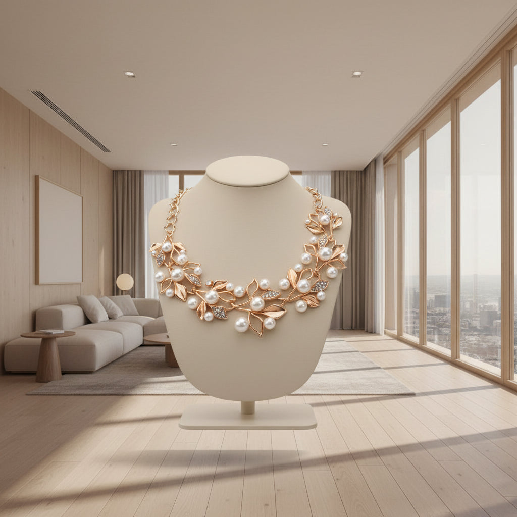 Parure de Mariage "Perles de Rosée" - Collier &amp; Boucles d'oreilles