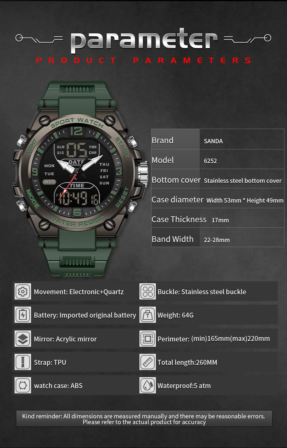 ⌚ SANDA 6252 : La Montre Tactique Militaire Ultime