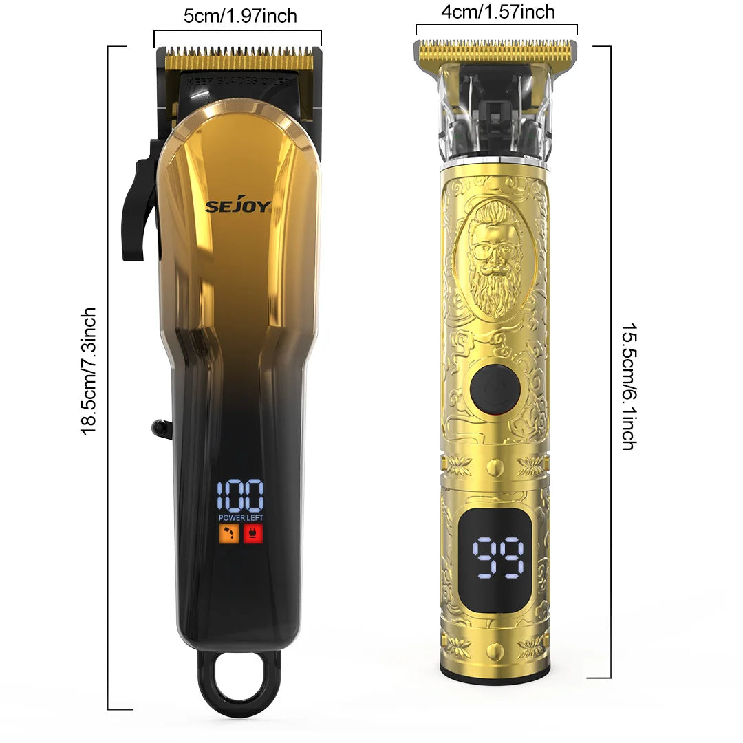 SEJOY Hair Clippers Kit for Men Professional Hair Cutting Kit Beard Trimmer Barbers Cordless Close Cutting T-Blade Trimmer Kit