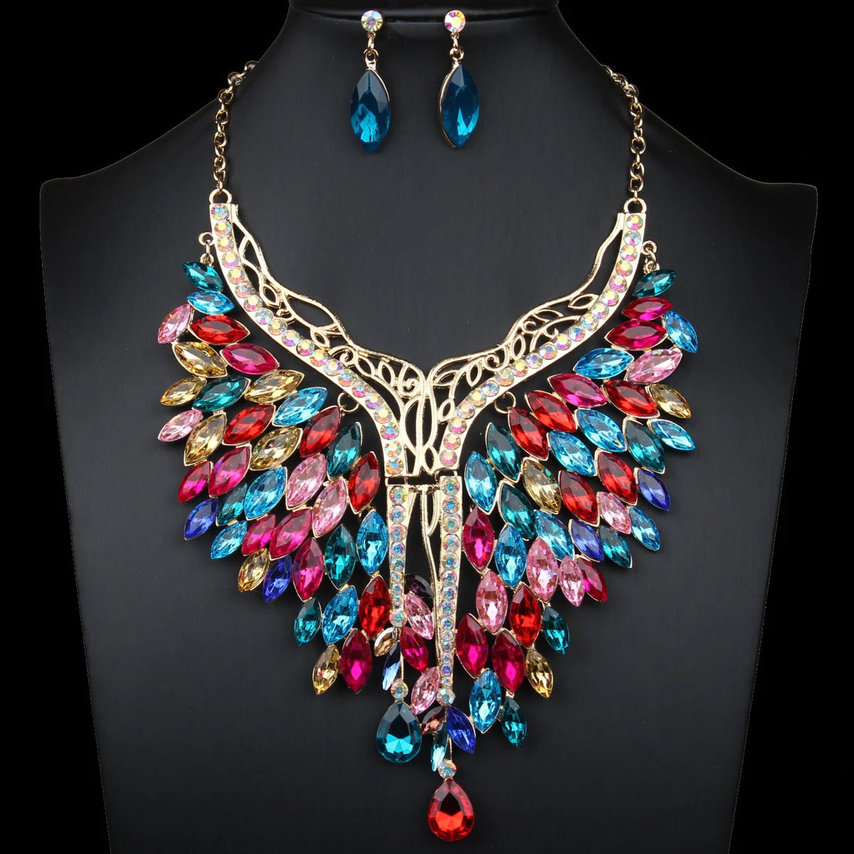 Parure de Bijoux "Éclat Éternel" – Collier en Y &amp; Boucles d'Oreilles