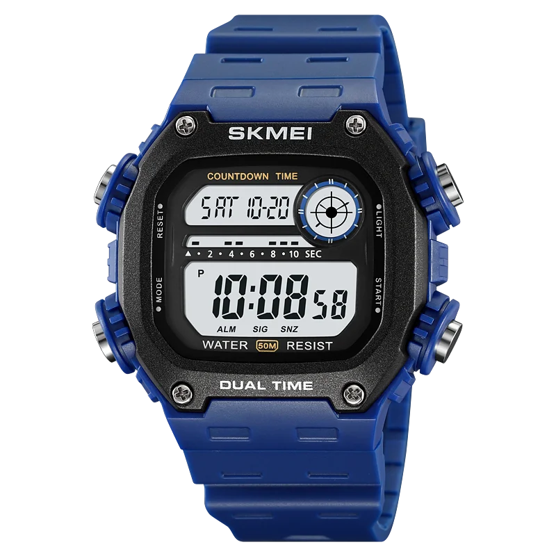 SKMEI Top Brand Back Light Dightal Countdown Sport Watches Mens Fashion 5Bar Waterproof Stopwatch Wristwatch Alarm montre homme