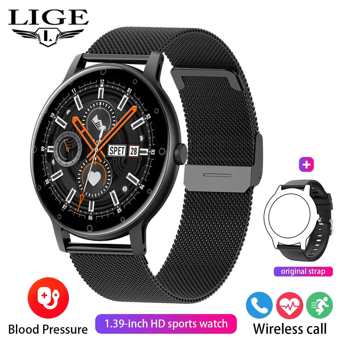 Montre Connectée LIGE Sport 618- Bluetooth Call &  Suivi Santé Intégral