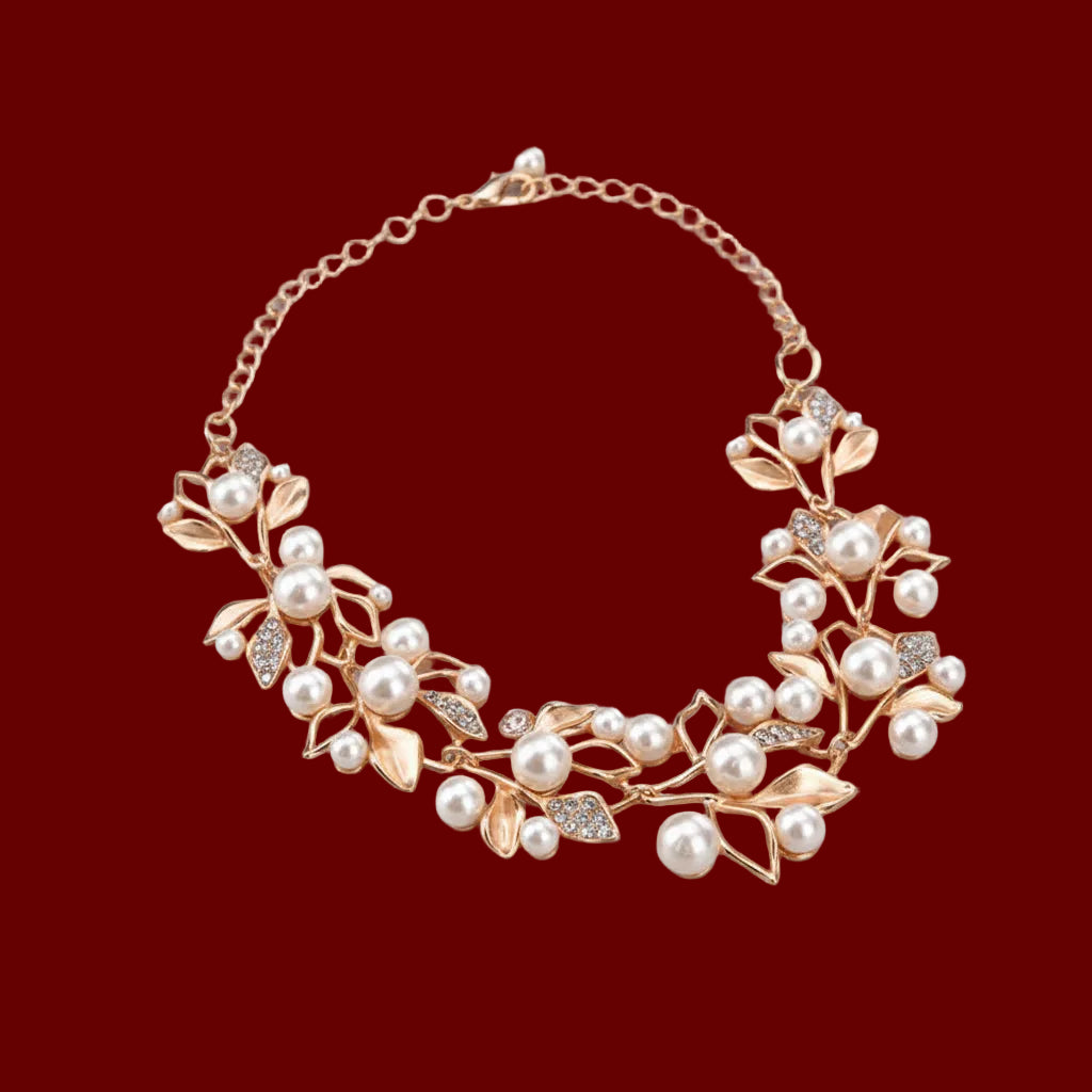 Parure de Mariage "Perles de Rosée" - Collier &amp; Boucles d'oreilles